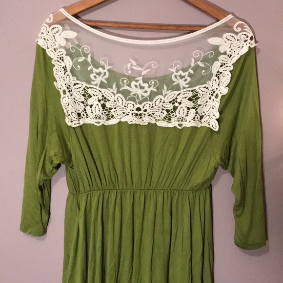 *SALE* Boho Babydoll Maternity Tunic Leaf Green 1x - Picture 4 of 6